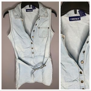 Vintage Forenza light denim jean romper dress